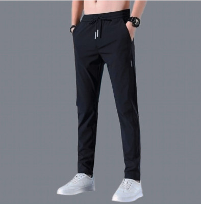 PA FASHION Solid Men Black Track Pants