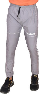 TEETREND Solid Men Silver Track Pants