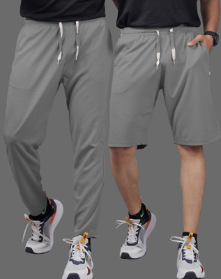 Septem Self Design Men Grey Track Pants