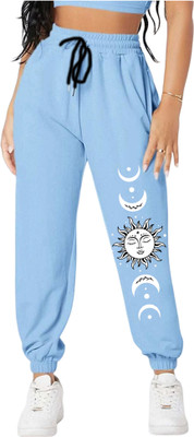 Tabadtod Geometric Print Women Light Blue Track Pants