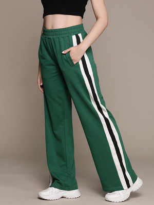 Roadster Self Design Women Green Track Pants