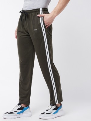 Pivl Striped Men Dark Green Track Pants