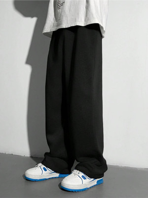 KOTTY Solid Men Black Track Pants