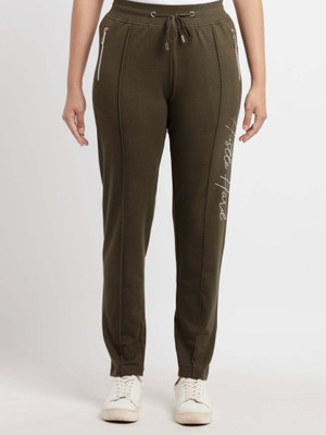 Status Quo Solid Women Green Track Pants