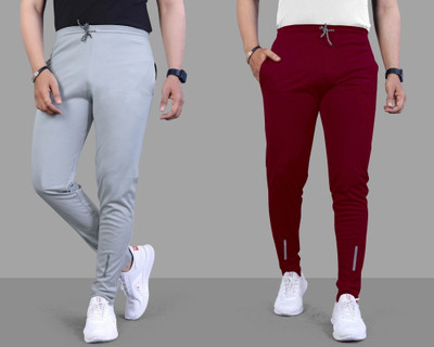 Z-DEVIL Solid Men Grey, Maroon Track Pants