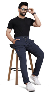 BG TEX Solid Men Blue Track Pants