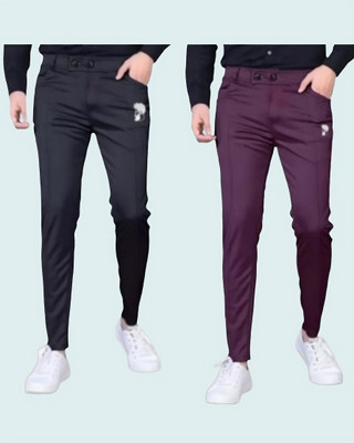 Krishna fashion Solid Men Black, Purple Track Pants