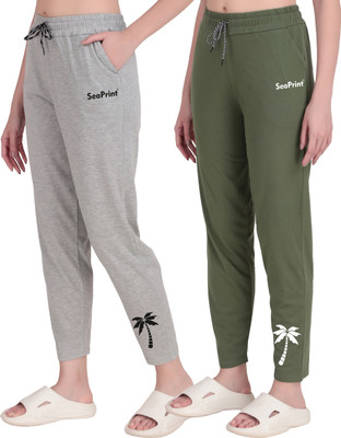 SEAPRINT Solid Women Black, Grey Track Pants