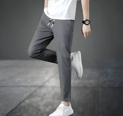 EnStore Solid, Printed Men Grey Track Pants