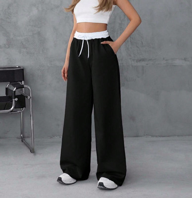 Dockstreet Solid Women Black Track Pants