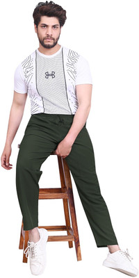 SARANFASHION Solid Men Olive Track Pants