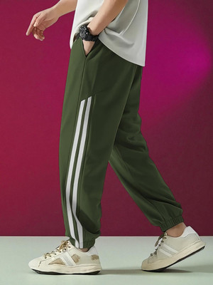 NIVEDANM Self Design Men Green Track Pants
