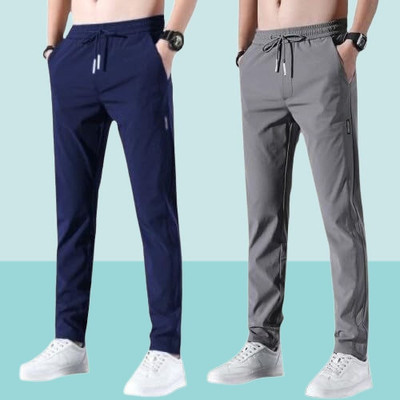 FICKA Solid Men Blue, Grey Track Pants