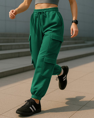 BEWAKOOF Solid Women Green Track Pants