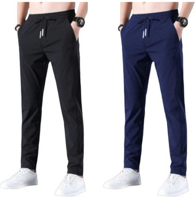 Riksaw Solid Men Black, Dark Blue Track Pants