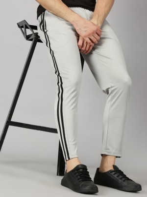 Saddn Solid Men Silver Track Pants