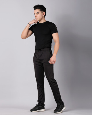UnityVibe Solid Men Black Track Pants