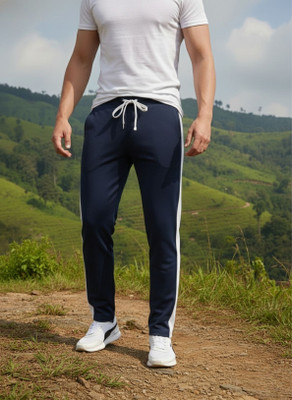 INDICLUB Self Design Men Blue, White Track Pants