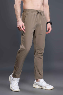 Maxzone Solid Men Brown Track Pants
