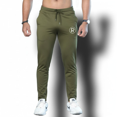 Rafphale Solid Men Olive Track Pants