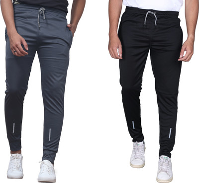 Covett Striped Men Grey, Black Track Pants