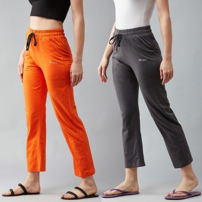 BLINKIN Solid Women Orange, Grey Track Pants