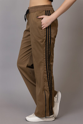 BAYSTREET Solid, Striped Women Brown Track Pants