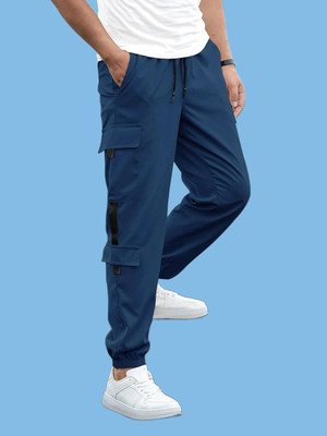 GHK Solid Men Blue Track Pants