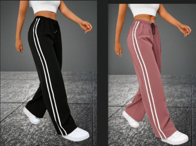 Rhenowere Solid Women Black, Pink Track Pants