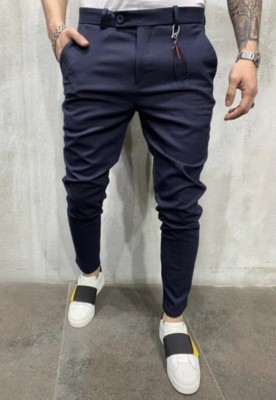 Style Fashion Trending Solid Men Blue Track Pants