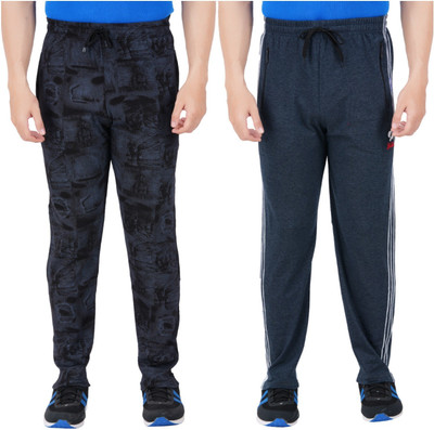 Guide Printed Men Black, Blue Track Pants