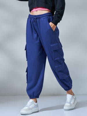 BEWAKOOF Solid Women Blue Track Pants