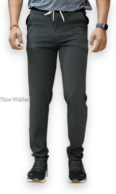 Time Wakker Solid Men Grey Track Pants