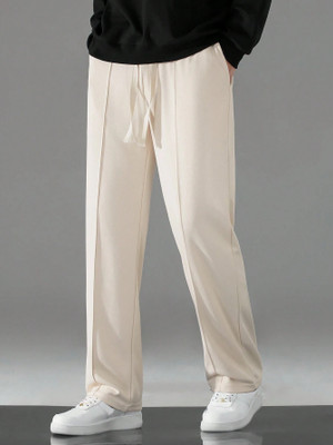 Ogha Solid Men Beige Track Pants