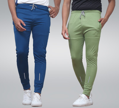 Cronix Solid Men Light Blue, Light Green Track Pants