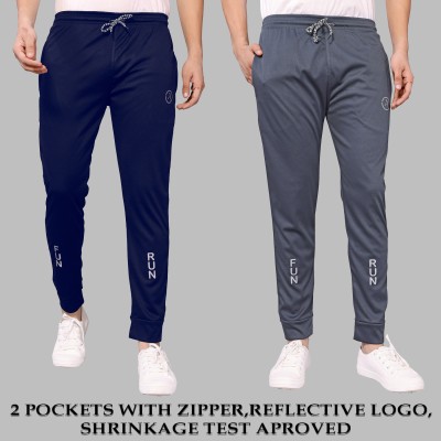 Anand Solid Men Dark Blue, Grey Track Pants