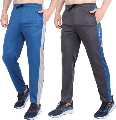 RiverHill Colorblock Men Brown, Light Blue Track Pants