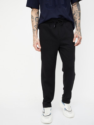 MAX Solid Men Black Track Pants
