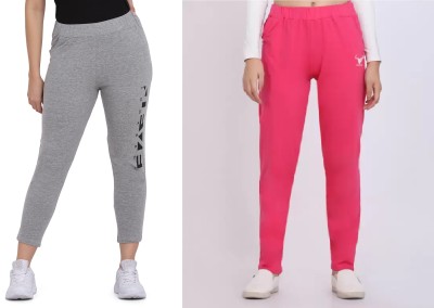 zazbi Solid Women Grey, Pink Track Pants