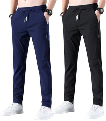 HouseOfCommon Solid Men Black Track Pants
