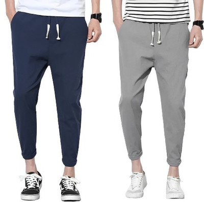 Reya Solid Men Grey, Blue Track Pants