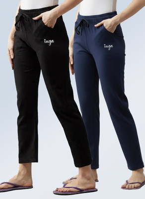 HouseOfCommon Solid Women Black, Blue Track Pants
