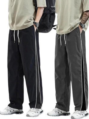 Fabitto Striped Men Black, Grey Track Pants