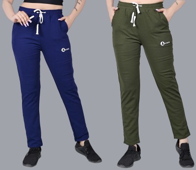 ANTRUE Printed Women Blue, Olive Track Pants