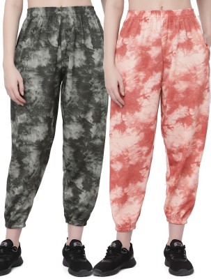 UZARUS Printed Women Orange, Green Track Pants