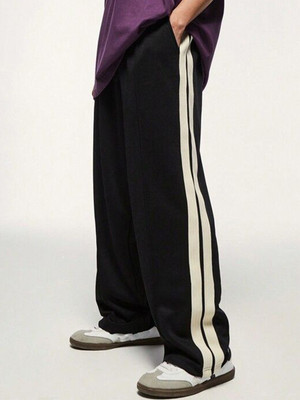 IMSA MODA Striped Men Black Track Pants
