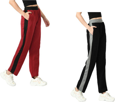 Indistar Colorblock Women Maroon, Black Track Pants