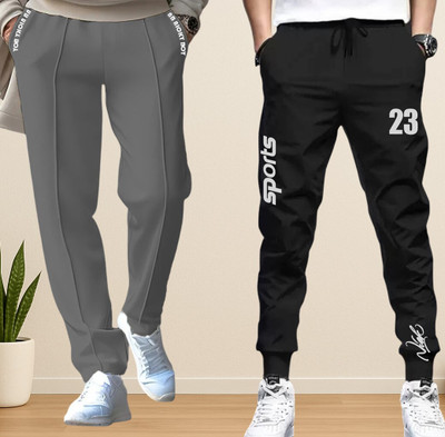 NB NICKY BOY Printed Men Black, Grey Track Pants
