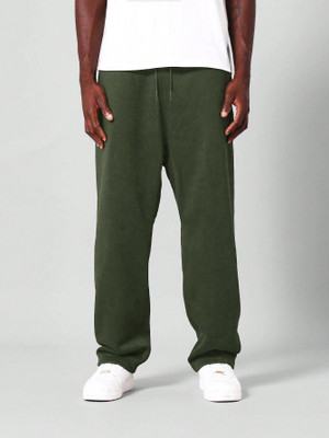 NOBERO Solid Men Dark Green Track Pants