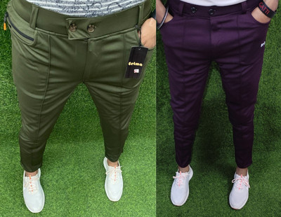 SHARMASONS Solid Men Dark Green, Maroon Track Pants